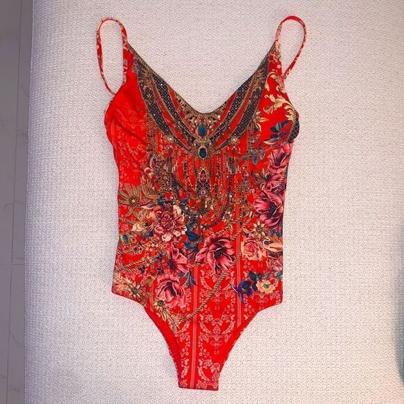 NWT Camilla Crystal V-Neck Red Wired One-piece And The Queen Wore Red - Picture 7 of 10